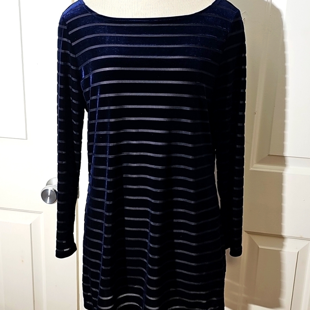 Ralph lauren women's burnout velvet top midnight‎ blue size medium.